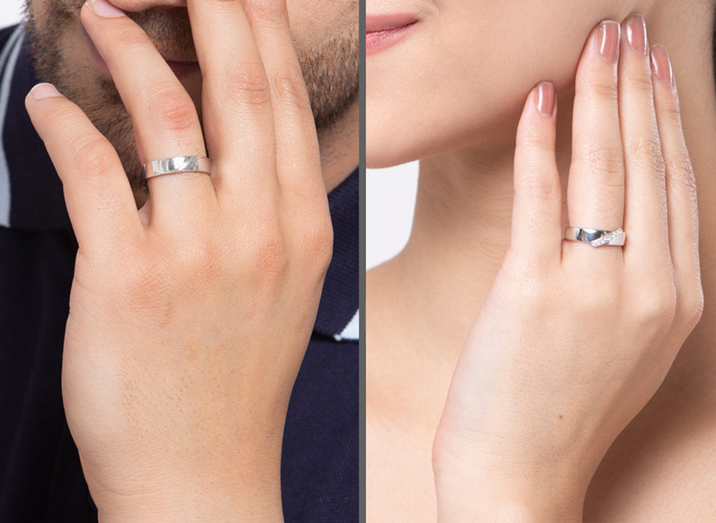 CLARA Pure 925 Sterling Silver Monte Adjustable Couple Band, Promise Rings for Lovers