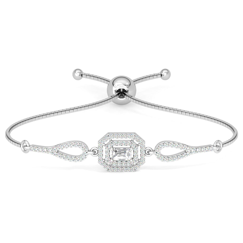 CLARA 925 Pure Silver Octa Solitaire Hand Bracelet