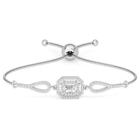 CLARA 925 Pure Silver Octa Solitaire Hand Bracelet