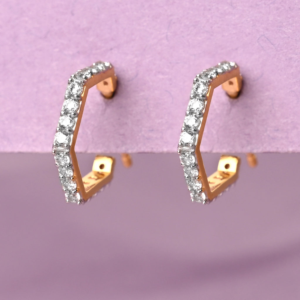 CLARA 925 Sterling Silver Hexa Hoop and Huggies Earrings
