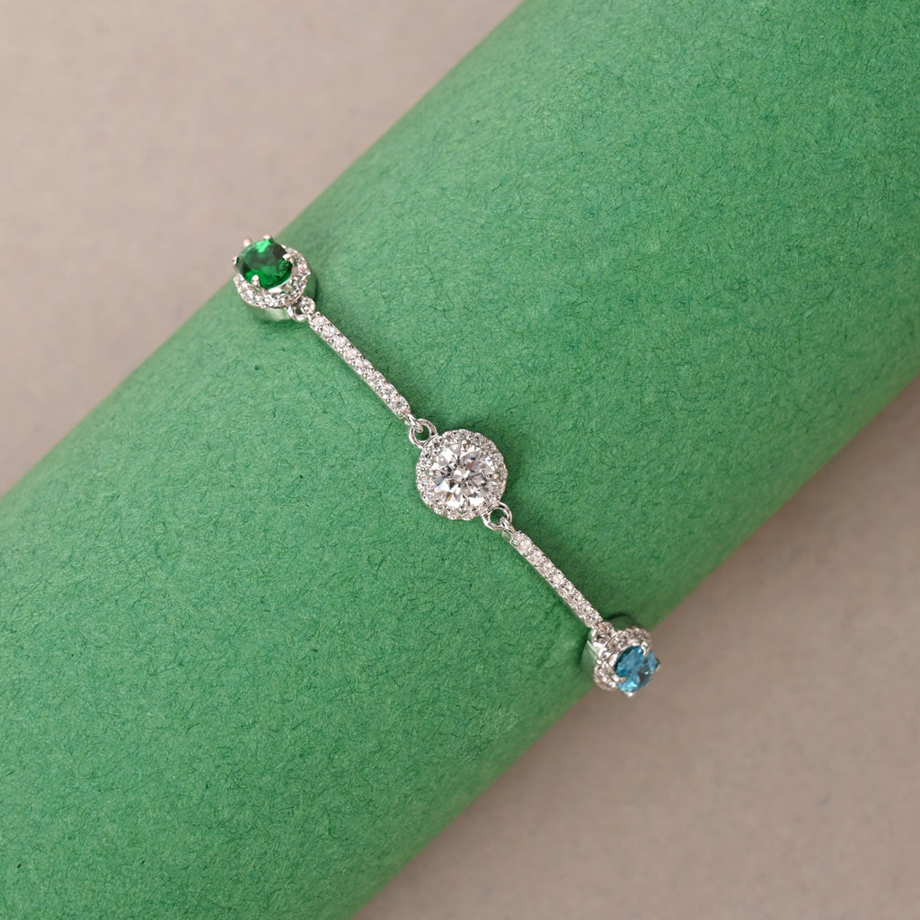 CLARA 925 Pure Silver solitaire Hand Bracelet
