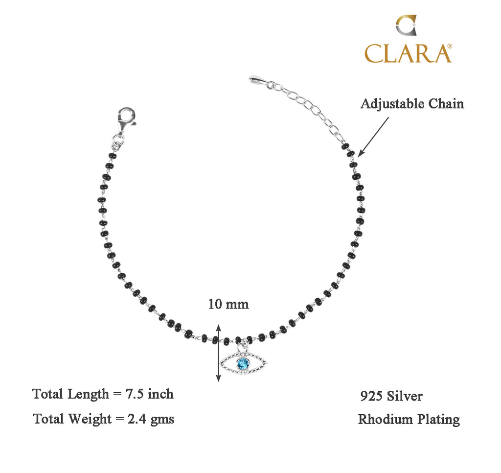 CLARA 925 Sterling Silver Evil Eye Bella Hand Mangalsutra Bracelet