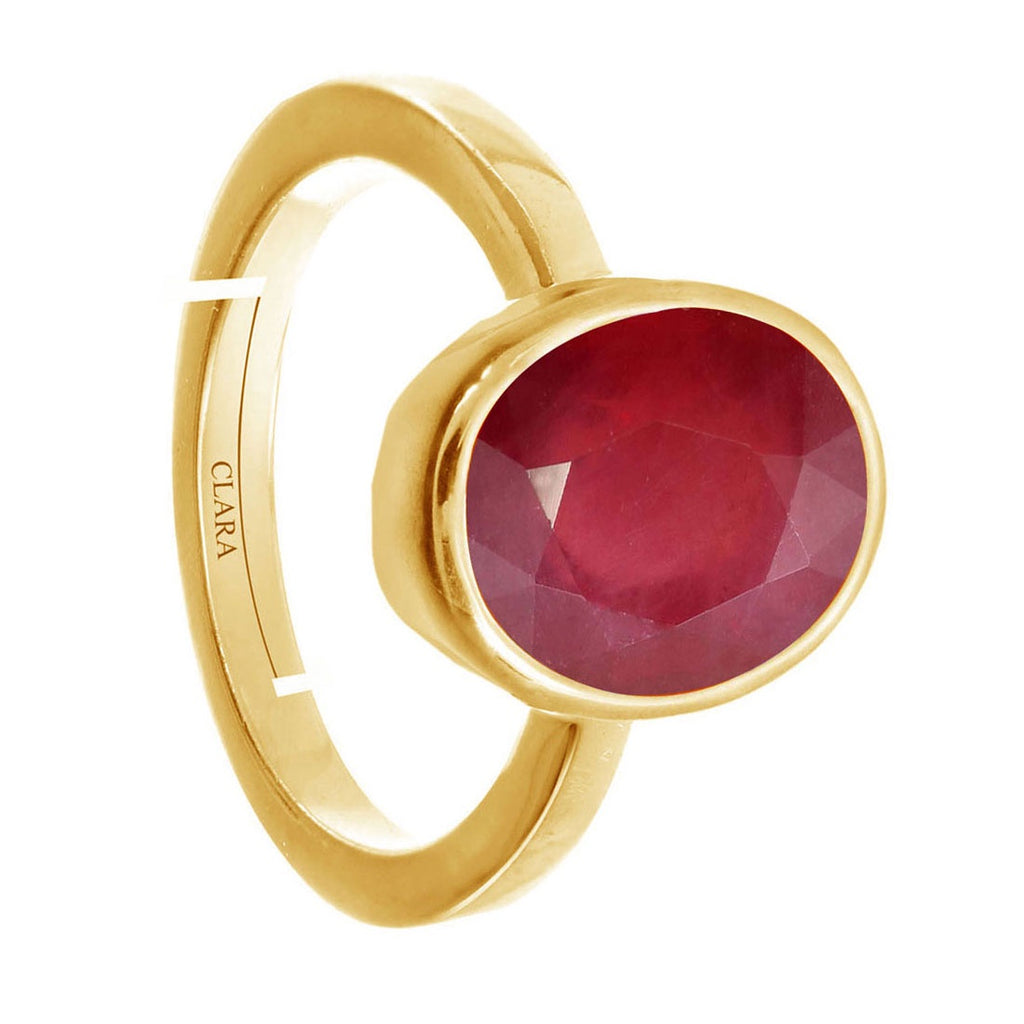 CLARA Certified Original Ruby Manik Gemstone 3.25 to 10.25 ratti or 3 to 9.3 carat Panchdhatu adjustable Ring for Men & Women