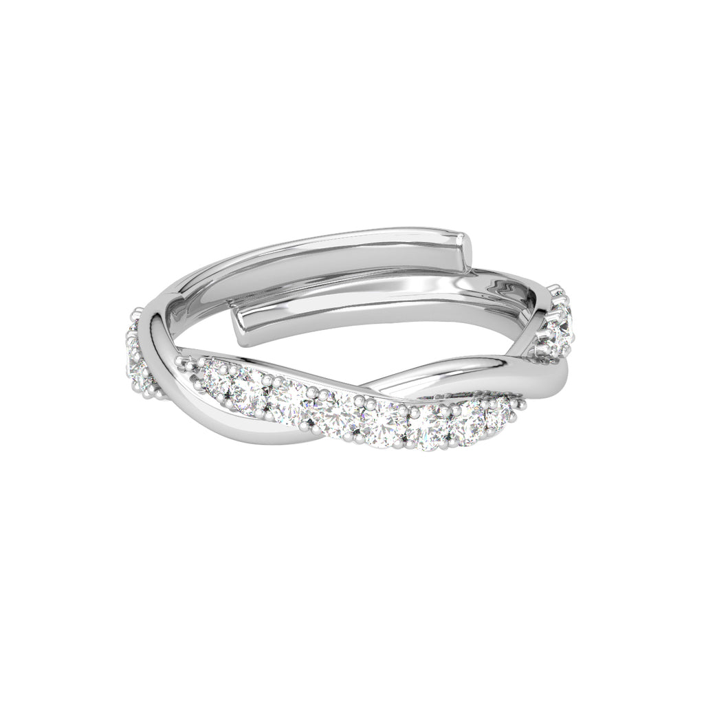 CLARA Pure 925 Sterling Silver Twist Finger Ring with Adjustable Band