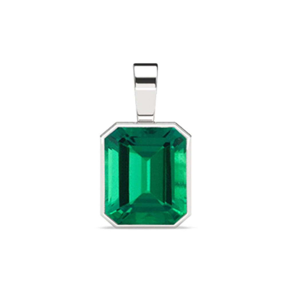 Silver Green Solitaire Men Pendant Necklace with Chain or without Chain