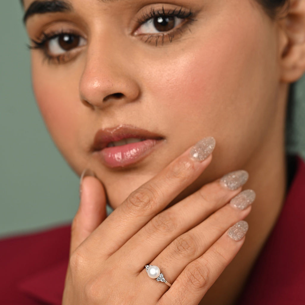 Silver Jiana Real Pearl Size Adjustable Ring