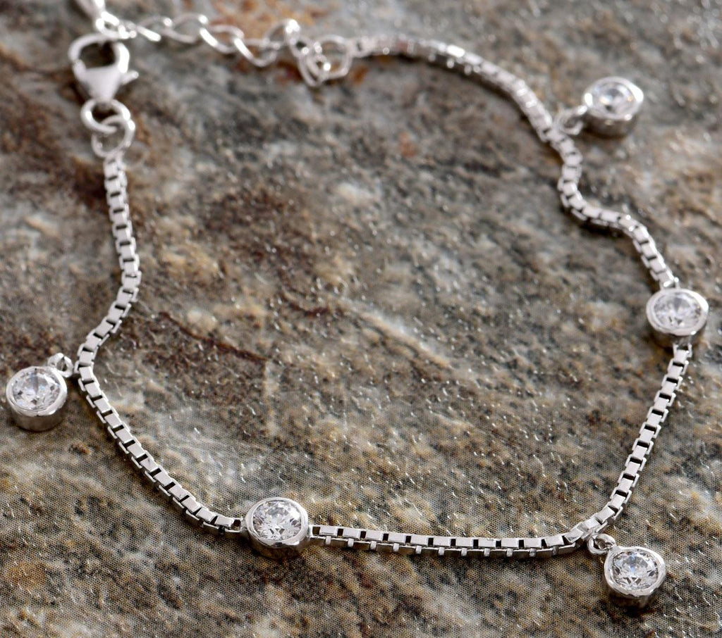 CLARA Made with Swiss Zirconia 925 Sterling Silver Pia Solitaire Bracelet Gift for Women and Girls