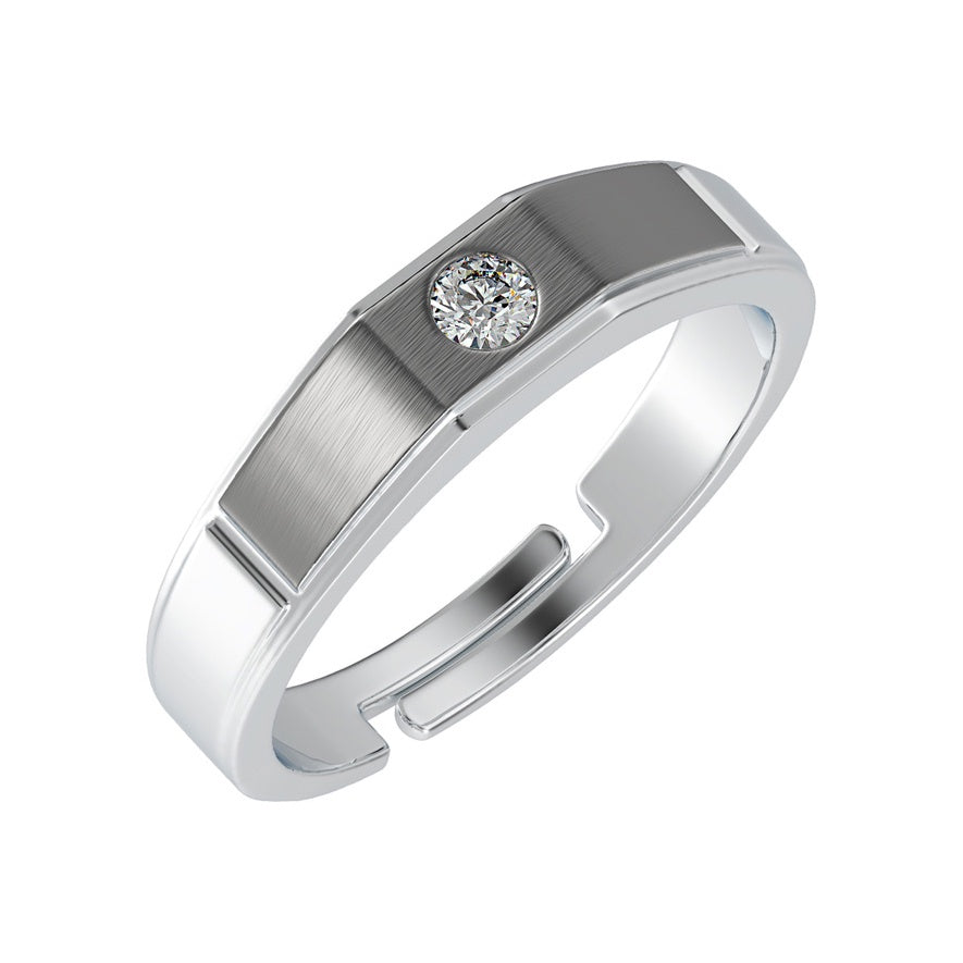 CLARA Pure 925 Sterling Silver Rocco Adjustable Ring Gift for Men and Boys | Partial Matte Finish