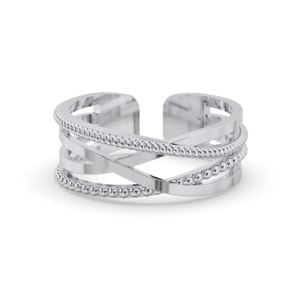 CLARA Pure 925 Sterling Silver Criss Cross Finger Ring