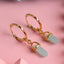 CLARA 925 Sterling Silver Aqua Hoop Drop Earring Gold Plated Gift for Women & Girls