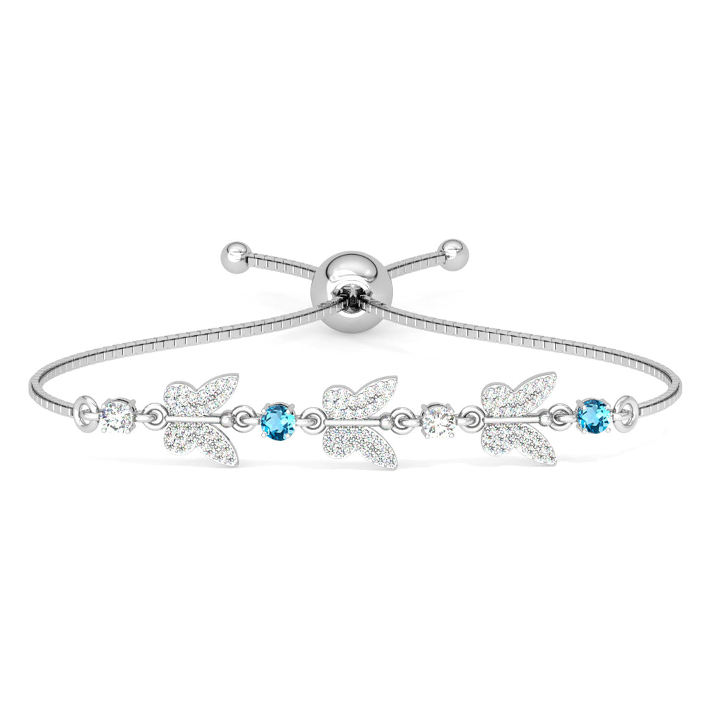 CLARA 925 Pure Silver Blue Butterfly Hand Bracelet