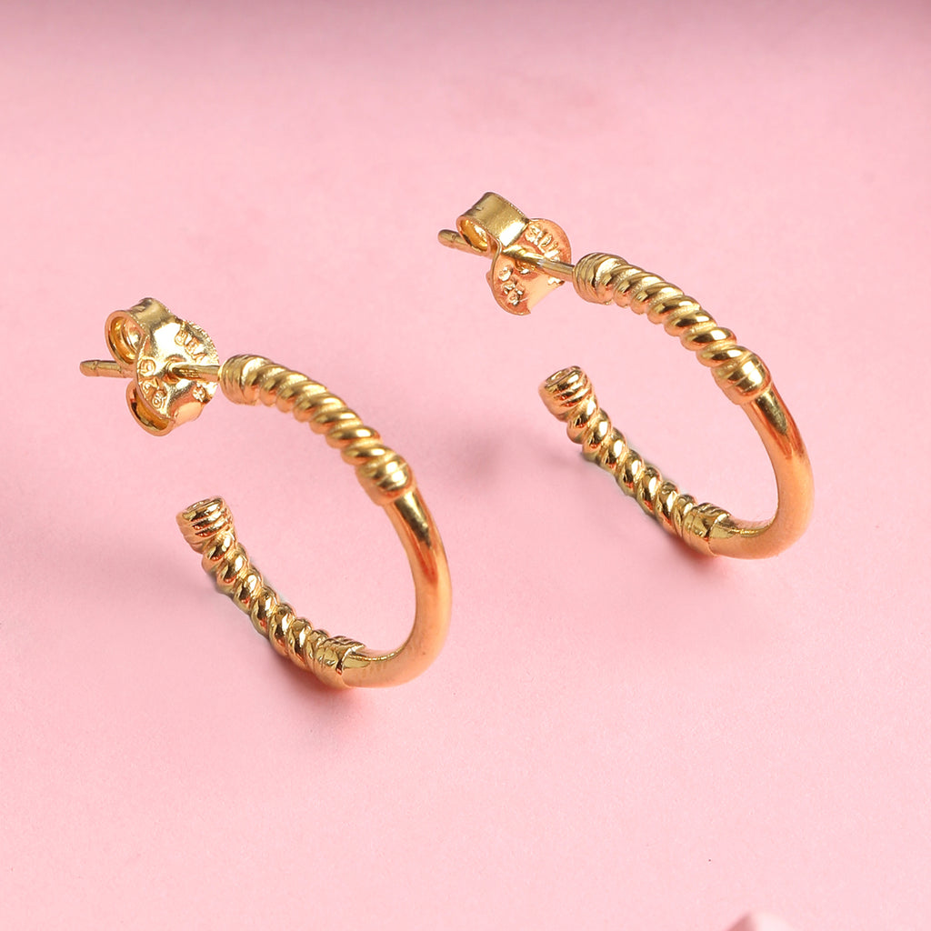 CLARA 925 Sterling Silver Vera Hoop Earring Gold Plated Gift for Women & Girls