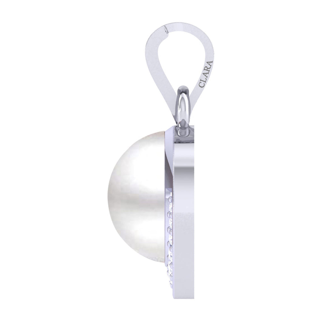 Clara 92.5 Sterling Silver Real Pearl Pendant with Chain Gift for Women and Girls