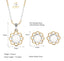 CLARA 925 Sterling Silver Pearl Lotus Pendant Earring Chain Jewellery Set | Gold Rhodium Plated | Gift for Women & Girls