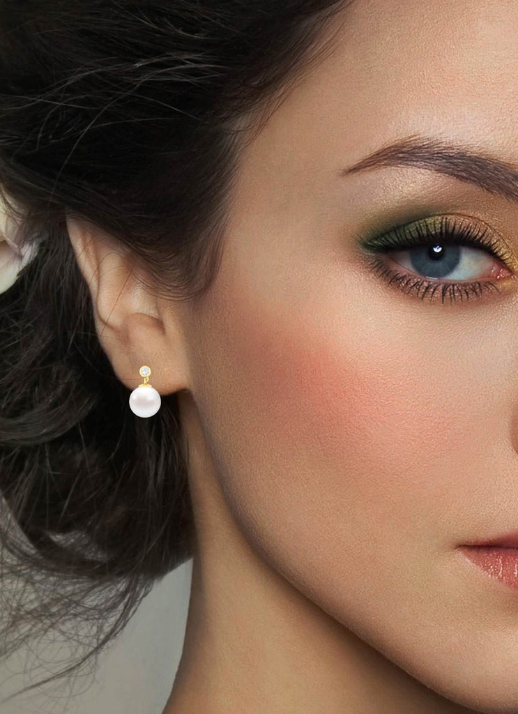 Clara 92.5 Sterling Silver Gold Plated Pearl Earrings Gift for Women and Girls