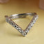 CLARA 925 Sterling Silver V Shape Ring with Adjustable Band Rhodium Plated, Swiss Zirconia Gift for Women & Girls
