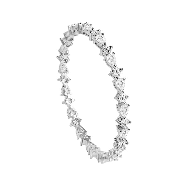 CLARA 925 Sterling Silver Solitaire Bangle Swiss Zirconia Rhodium Plated Gift for Women and Girls