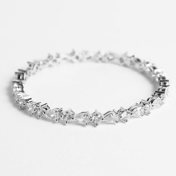 CLARA 925 Sterling Silver Solitaire Bangle Swiss Zirconia Rhodium Plated Gift for Women and Girls