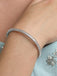 CLARA 925 Sterling Silver Princess Solitaire Bangle Swiss Zirconia, Rhodium Plate Gift for Women and Girls