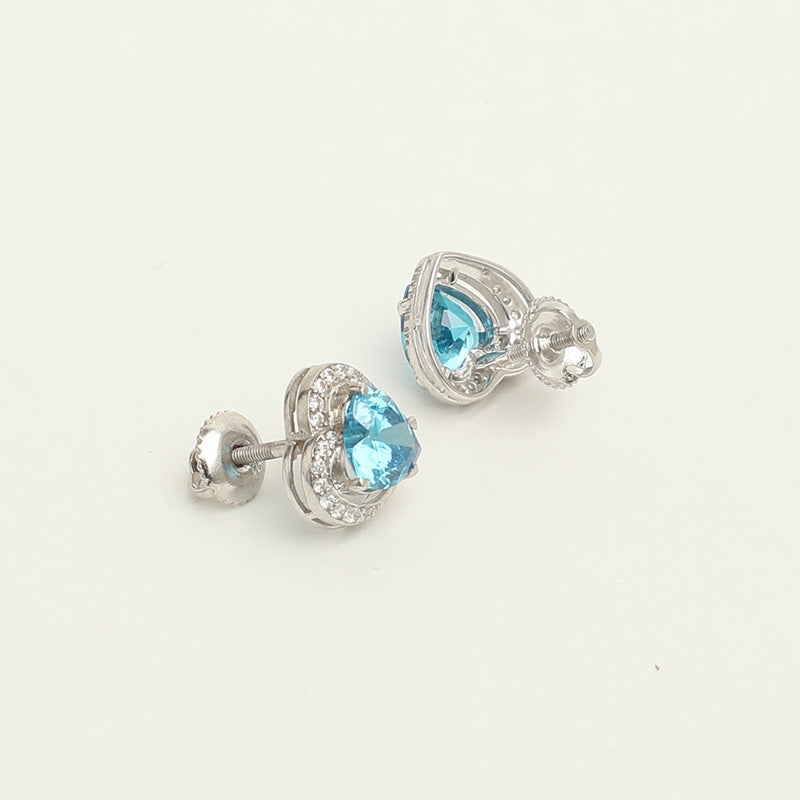 Silver Sky Blue Heart Jewellery Set
