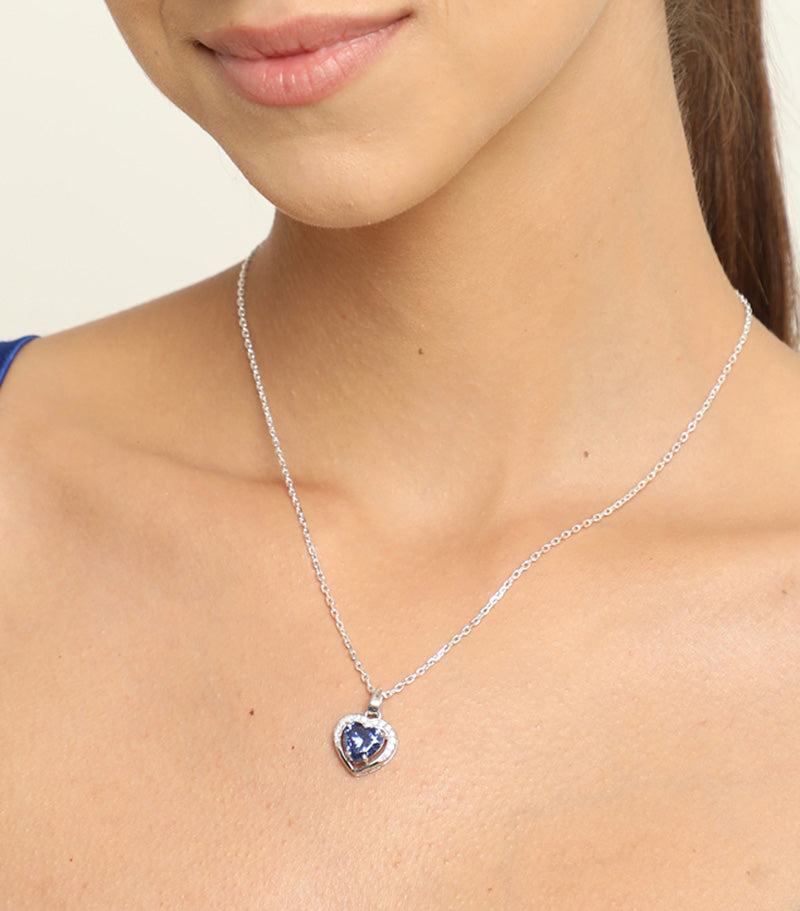 Silver Royal Blue Heart Pendant