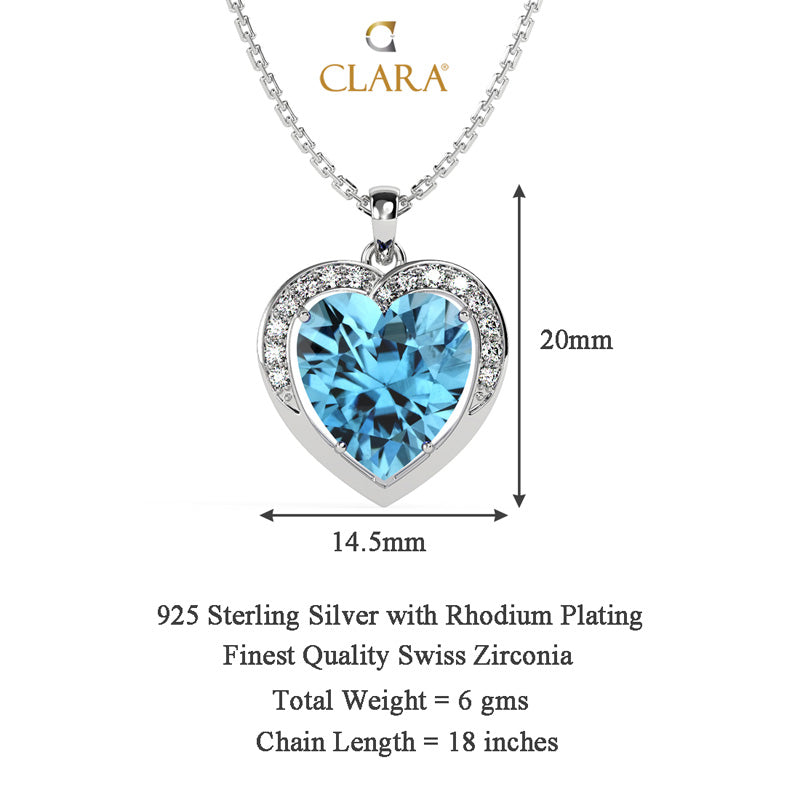 Silver Sky Blue Heart Pendant