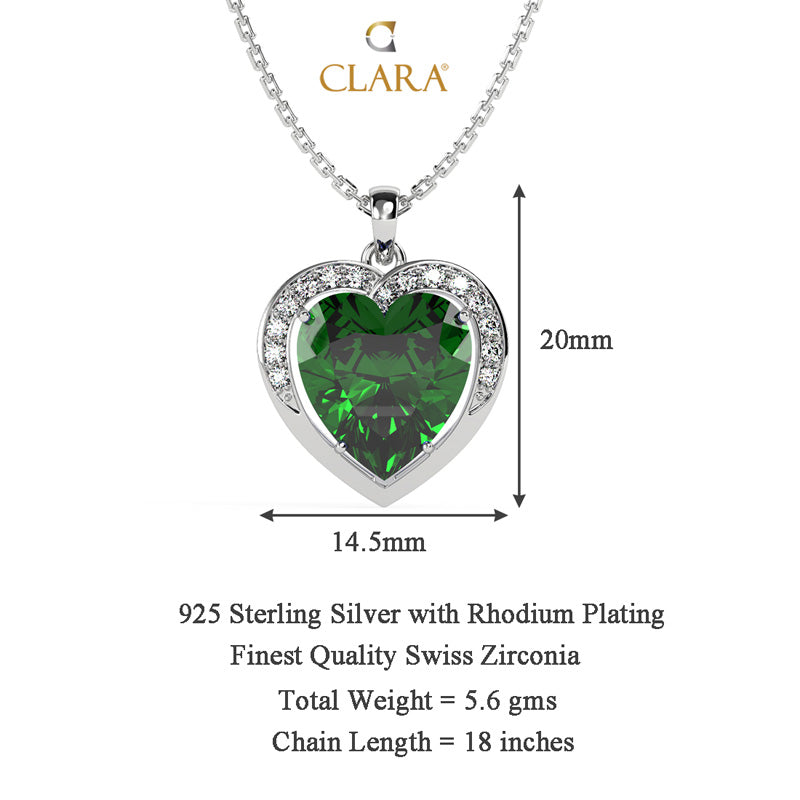 Silver Dark Green Heart Pendant