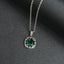 CLARA 925 Sterling Silver Dark Green Cushion Pendant | Rhodium Plated, Swiss Zirconia | Gift for Women & Girls