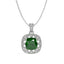 Silver Dark Green Cushion Pendant