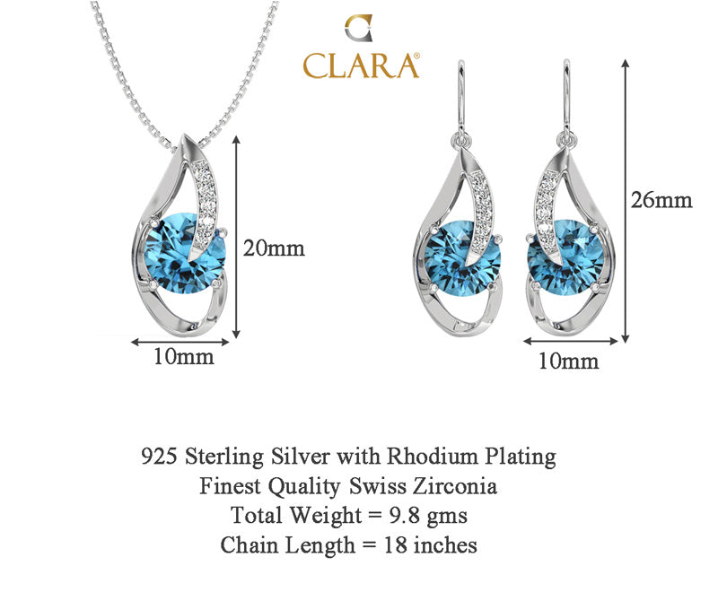 Silver Sky Blue Eye Jewellery Set