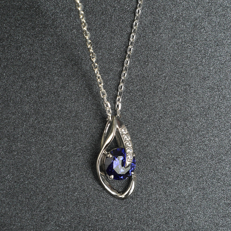 CLARA 925 Sterling Silver Royal Blue Eye Pendant | Rhodium Plated, Swiss Zirconia | Gift for Women & Girls