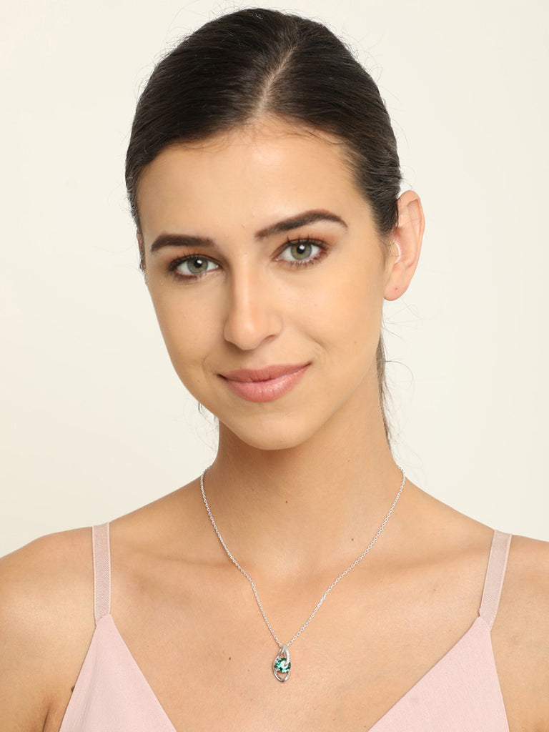 Silver Dark Green Eye Pendant