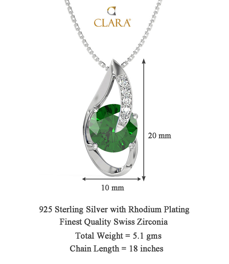 Silver Dark Green Eye Pendant