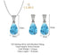 CLARA 925 Sterling Silver Sky Blue Tear Drop Pendant Earring Chain Jewellery Set Rhodium Plated, Swiss Zirconia Gift for Women & Girls