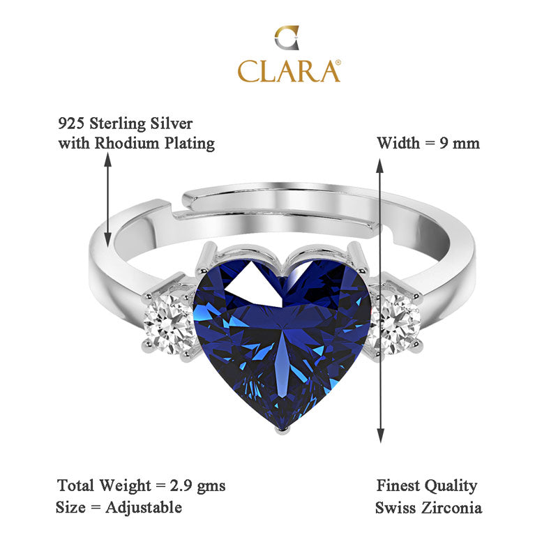 Silver Royal Blue Heart Ring