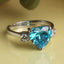 CLARA 925 Sterling Silver Sky Blue Heart Ring with Adjustable Band | Rhodium Plated, Swiss Zirconia | Gift for Women & Girls