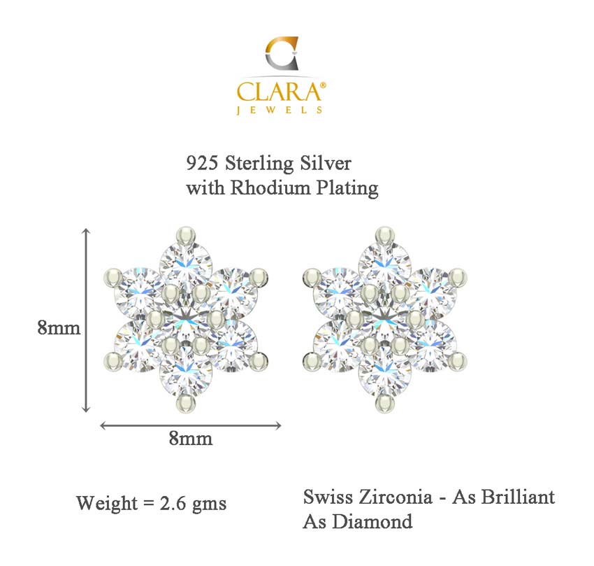 CLARA 925 Sterling Silver Star Mangalsutra Tanmaniya Pendant Earring Jewellery Set with Chain Gift for Women and Girls
