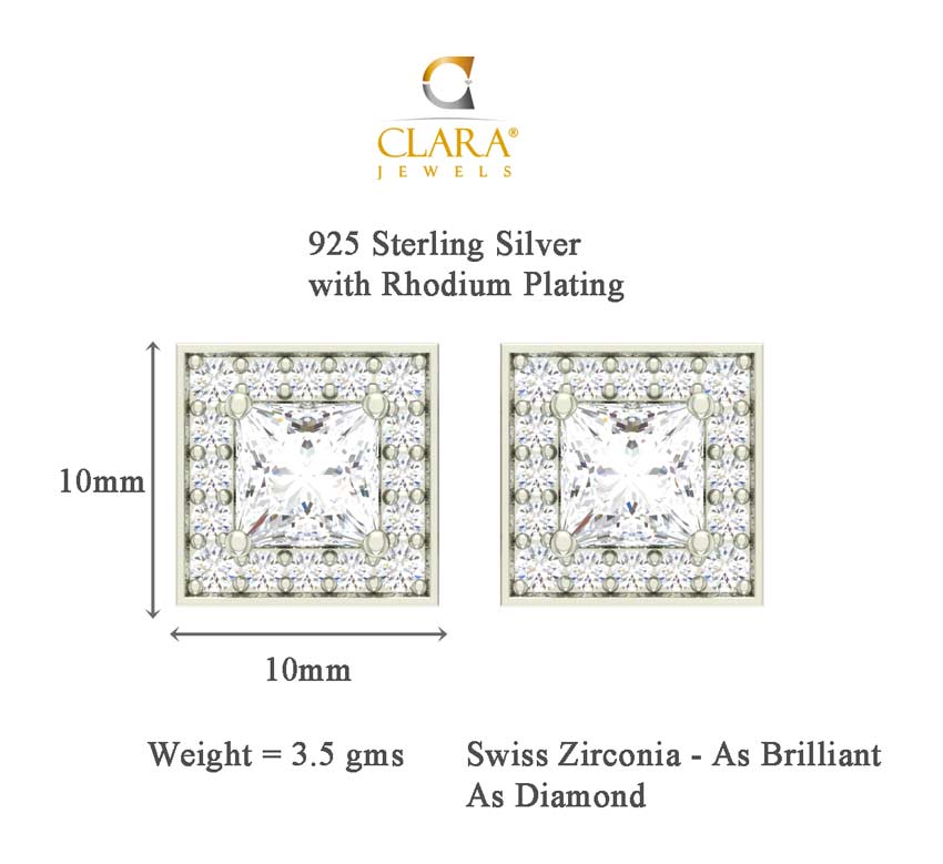 CLARA 925 Sterling Silver Princess Mangalsutra Tanmaniya Pendant Earring Jewellery Set with Chain Gift for Women and Girls