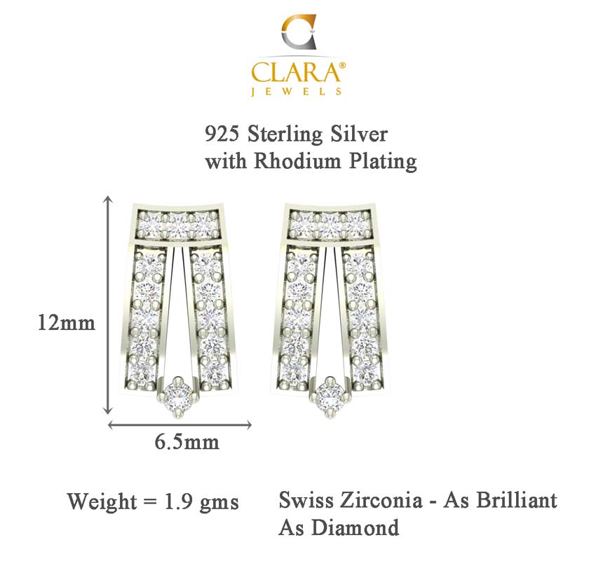 CLARA 925 Sterling Silver Ayla Mangalsutra Tanmaniya Pendant Earring Jewellery Set with Chain Gift for Women and Girls
