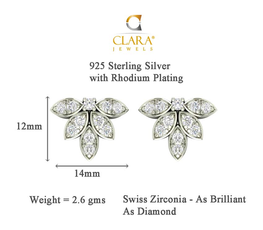 CLARA 925 Sterling Silver Elsie Mangalsutra Tanmaniya Pendant Earring Jewellery Set with Chain Gift for Women and Girls