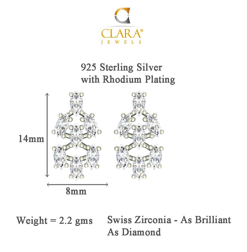 CLARA 925 Sterling Silver Daisy Mangalsutra Tanmaniya Pendant Earring Jewellery Set with Chain Gift for Women and Girls