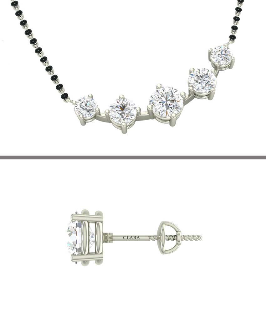 5 Stone Mangalsutra Chain Pendant with Earring