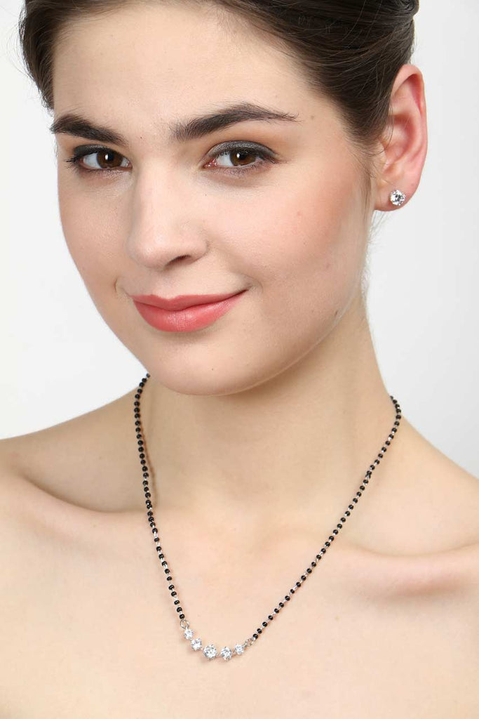 5 Stone Mangalsutra Chain Pendant with Earring