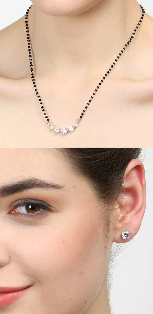 5 Stone Mangalsutra Chain Pendant with Earring