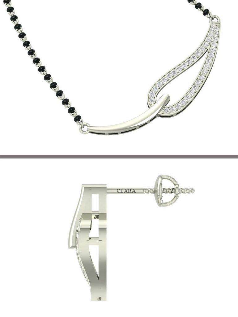 CLARA 925 Sterling Silver Stella Mangalsutra Tanmaniya Pendant Earring Jewellery Set with Chain Gift for Women and Girls