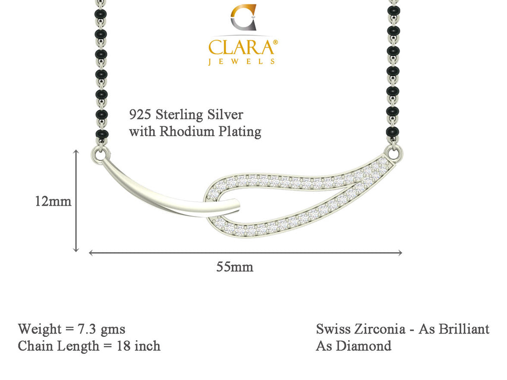 CLARA 925 Sterling Silver Stella Mangalsutra Tanmaniya Pendant Earring Jewellery Set with Chain Gift for Women and Girls