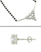 CLARA 925 Sterling Silver Alice Mangalsutra Tanmaniya Pendant Earring Jewellery Set with Chain Gift for Women and Girls