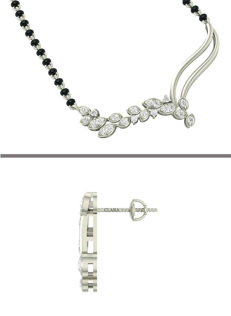 CLARA 925 Sterling Silver Freya Mangalsutra Tanmaniya Pendant Earring Jewellery Set with Chain Gift for Women and Girls