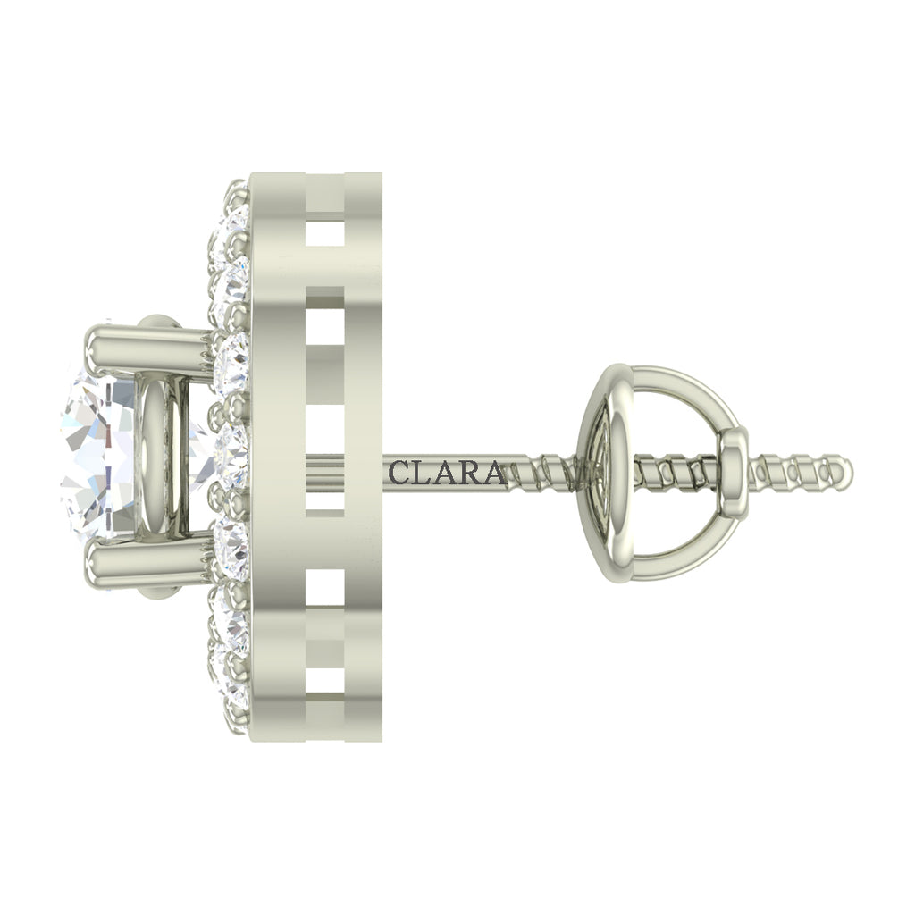 CLARA 925 Sterling Silver Swiss Zirconia Halo Earring With Screw Back Gift for Women and Girls