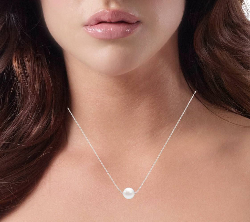 Clara 92.5 Sterling Silver Designer Real Pearl Pendant with Chain Gift for Women and Girls